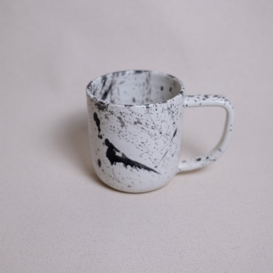 Tall Splatter Mug - Black/White Satin