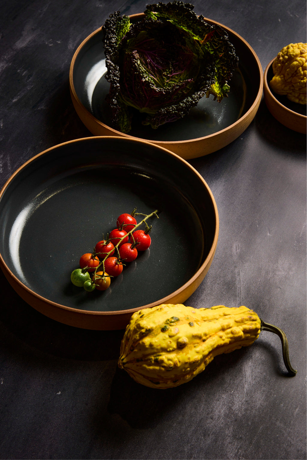 Pasta Bowl - Warm Brown Stoneware / Slate Grey Gloss